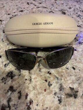 Giorgio Armani Silver Frame Sunglasses with Dark Gray Lenses